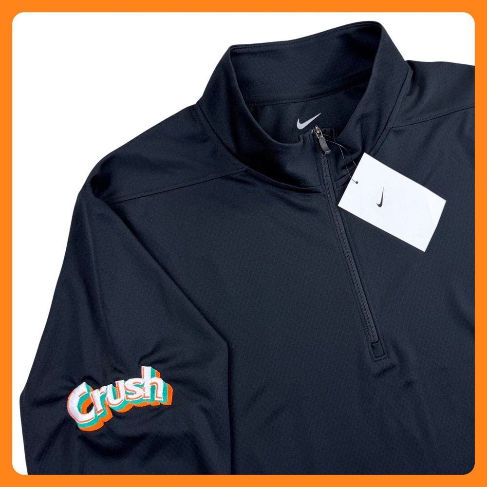 Nike Orange CRUSH Soda Quarter Zip Pullover Men SMALL Black Performance NEW NWT